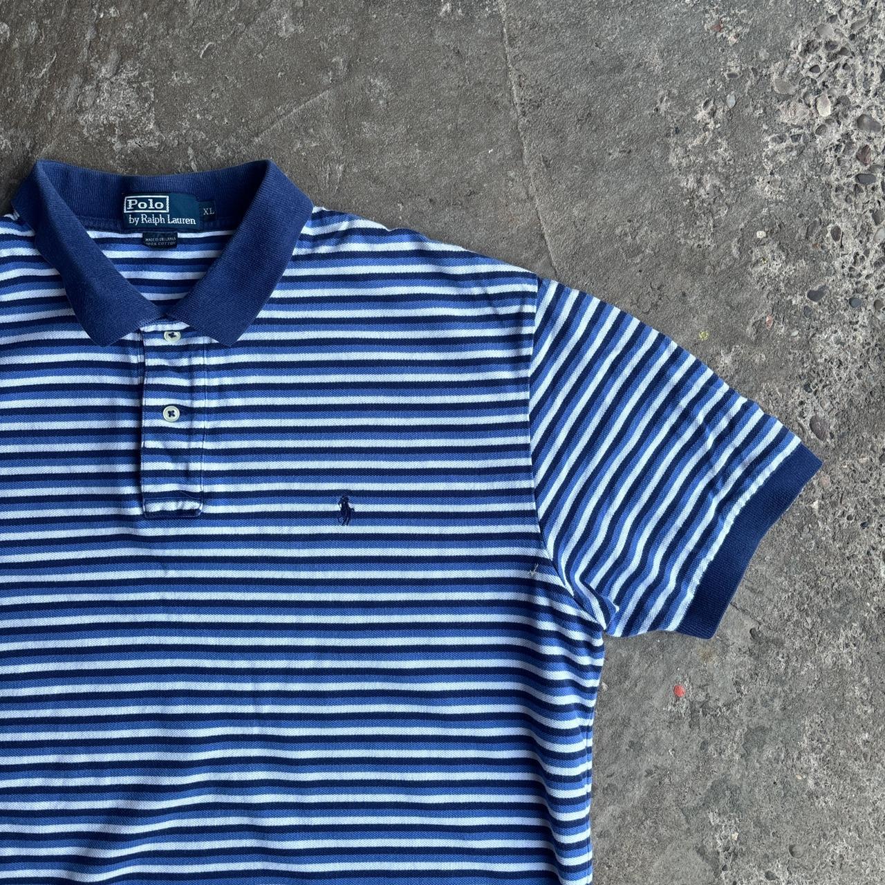 Navy & White Striped Ralph Lauren Polo Shirt