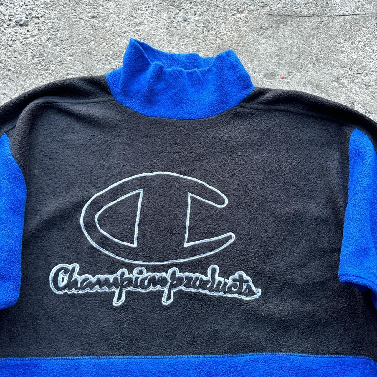 Vintage blue and black Champion fleece pullover