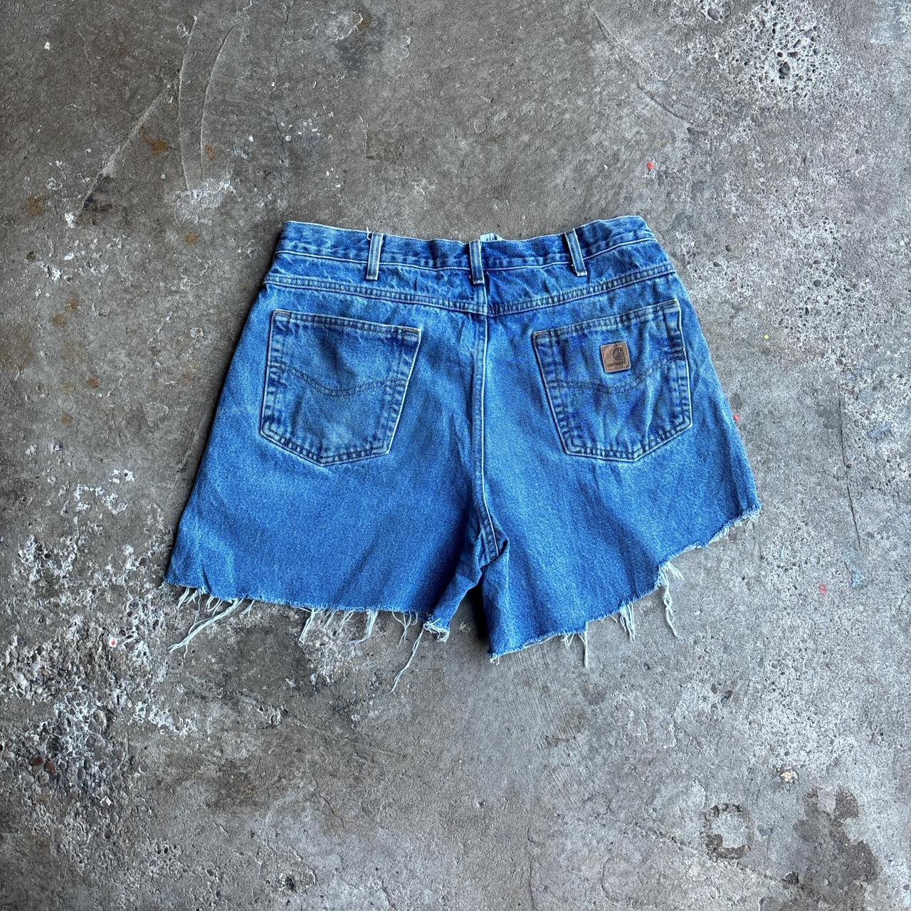 Blue Carhartt Cut/ Distressed Denim Shorts