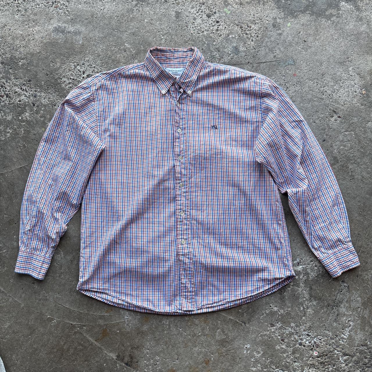 Vintage Chequered YSL shirt with embroidered logo