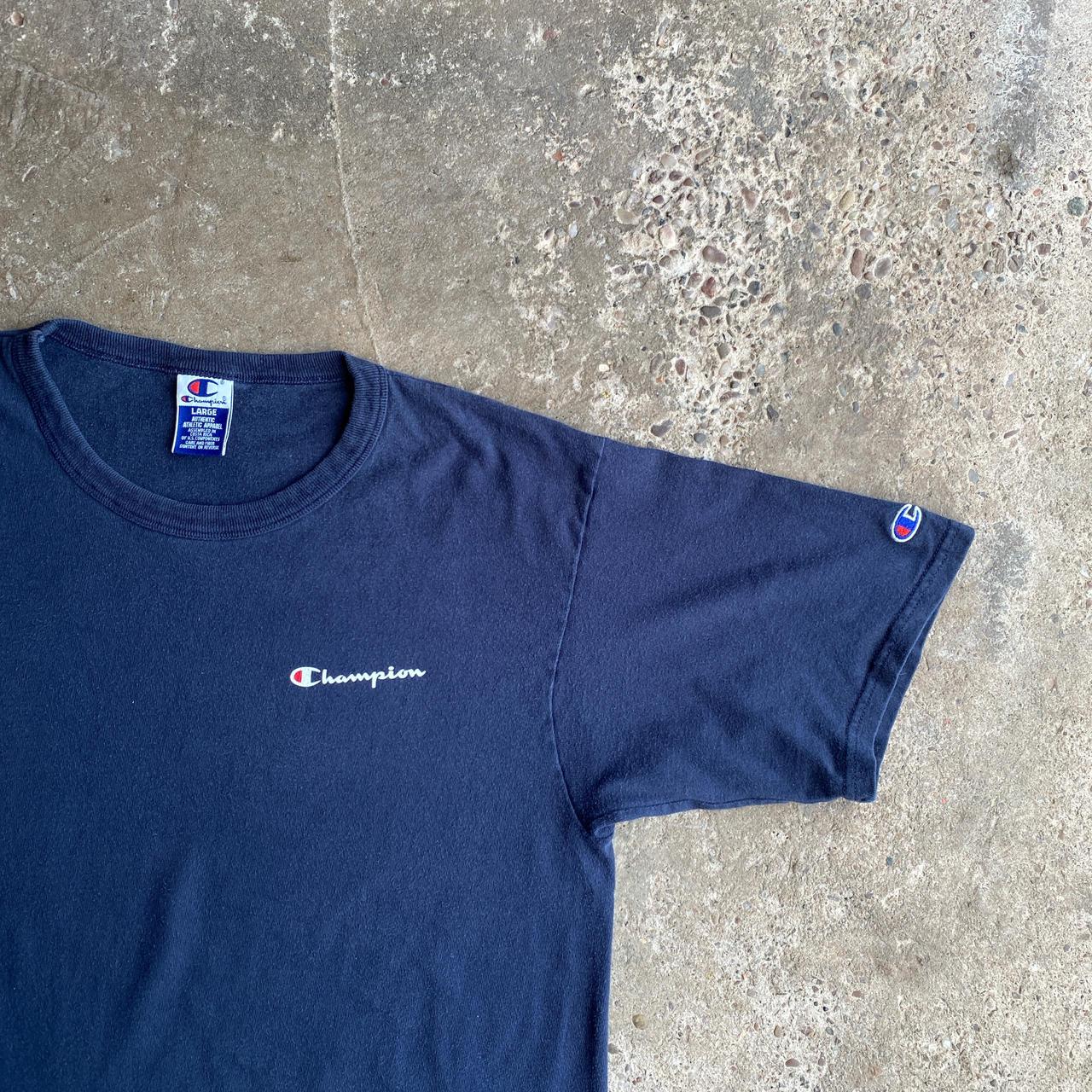 Vintage Navy Champion Embroidered Cotton T-Shirt - L