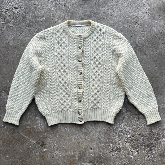 Hand knit cream cable knit cardigan