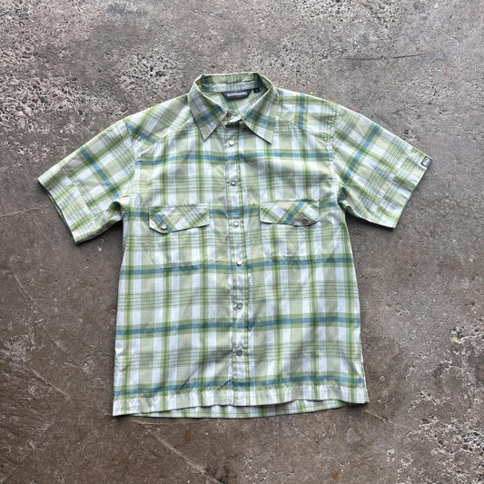 00s Green Quiksilver chequered shirt - S