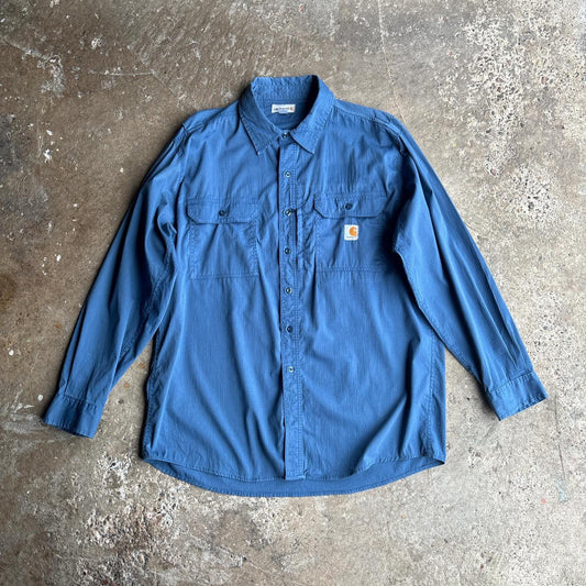 Blue Carhartt Textured Long-Sleeve Shirt