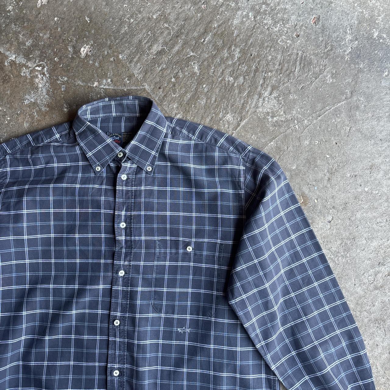 Grey Checkered Paul & Shark Long-Sleeve Shirt