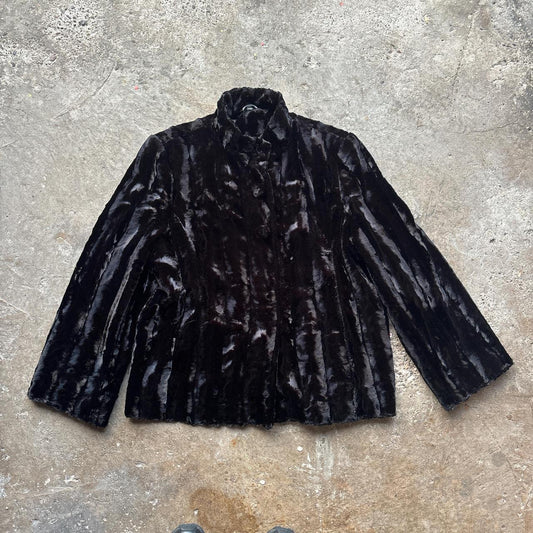 Vintage Black Klass Collection faux fur coat - oversized, lined, and with a