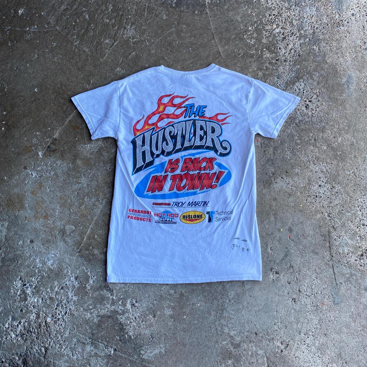 White Graphic Car Racing T-Shirt - S