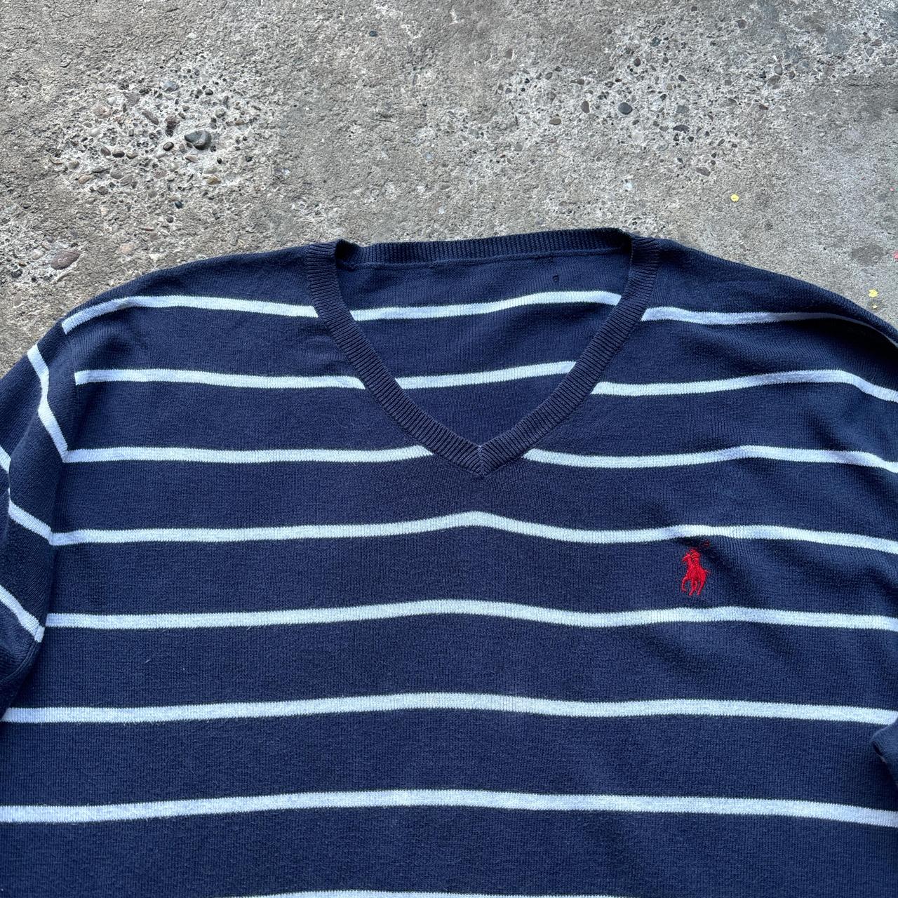 Navy and white striped Polo Ralph Lauren knitted sweatshirt