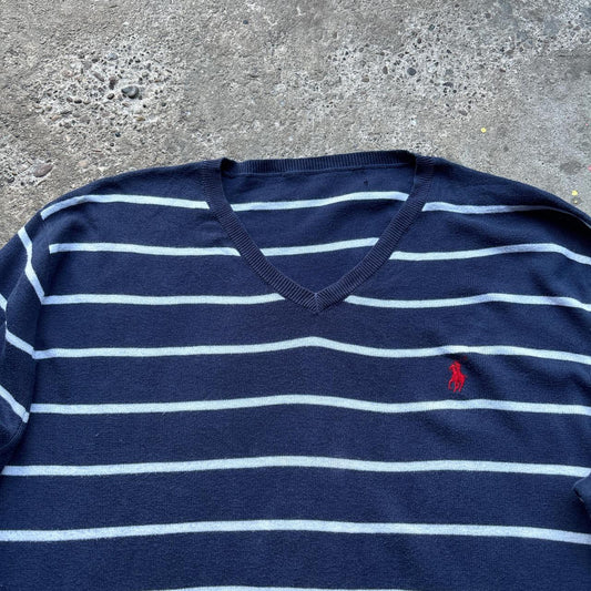 Navy and white striped Polo Ralph Lauren knitted sweatshirt