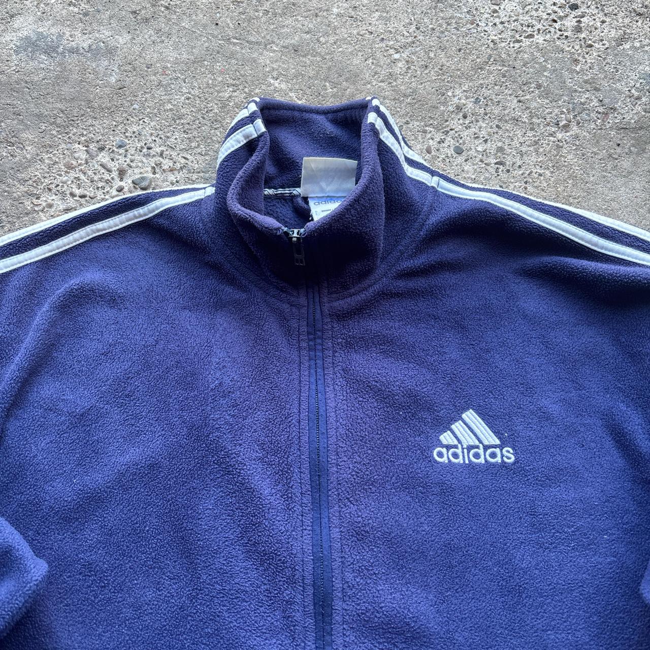 90s Navy and white Adidas fleece - L