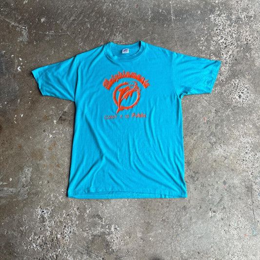 Vintage Blue Miami Single-Stitch Graphic T-Shirt