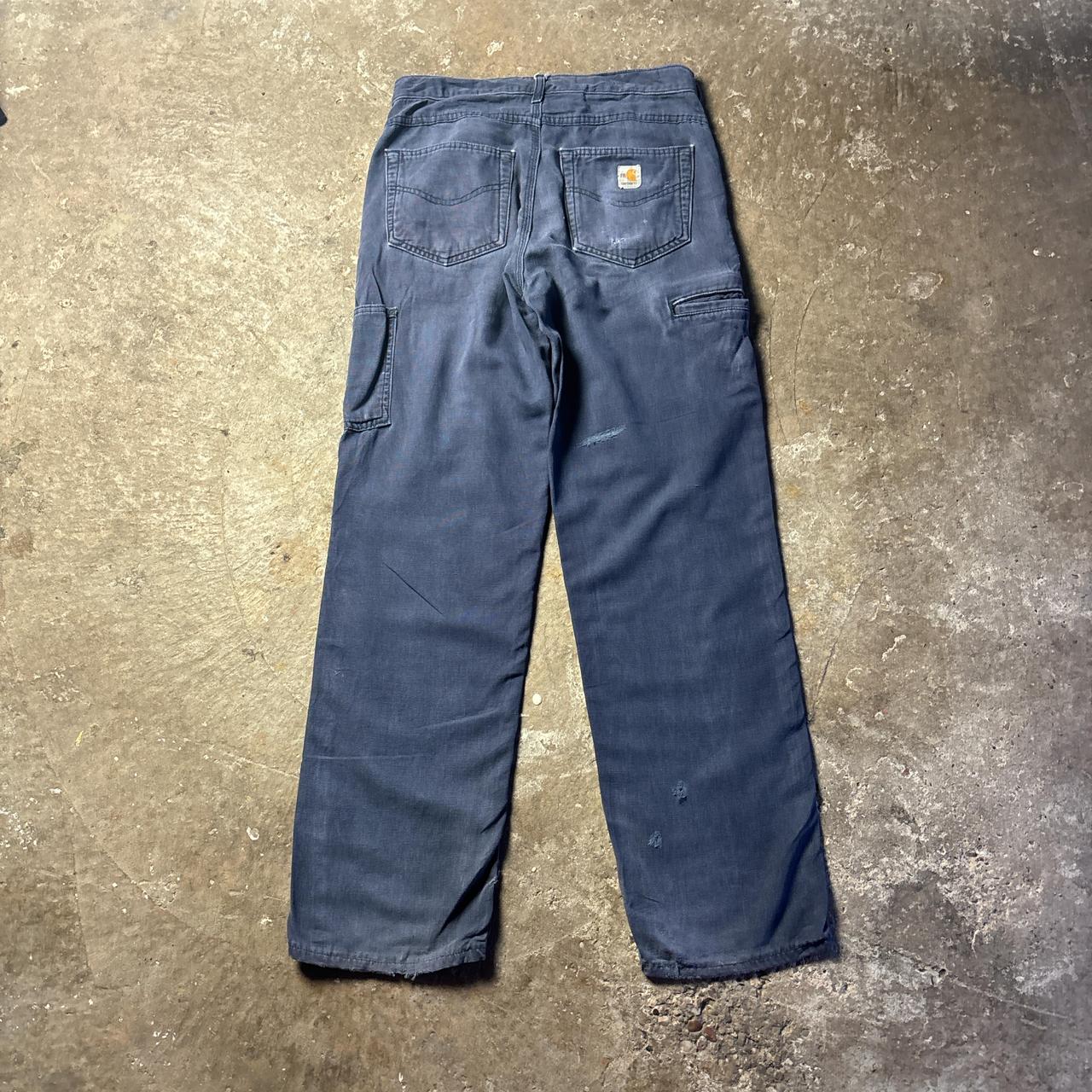 Navy Carhartt FR Cotton Carpenter Trousers - W31