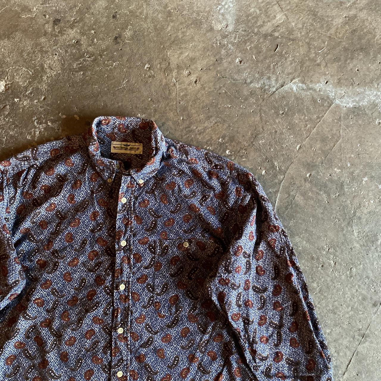 Multi Coloured Paisley Button Up Corduroy Shirt - XL