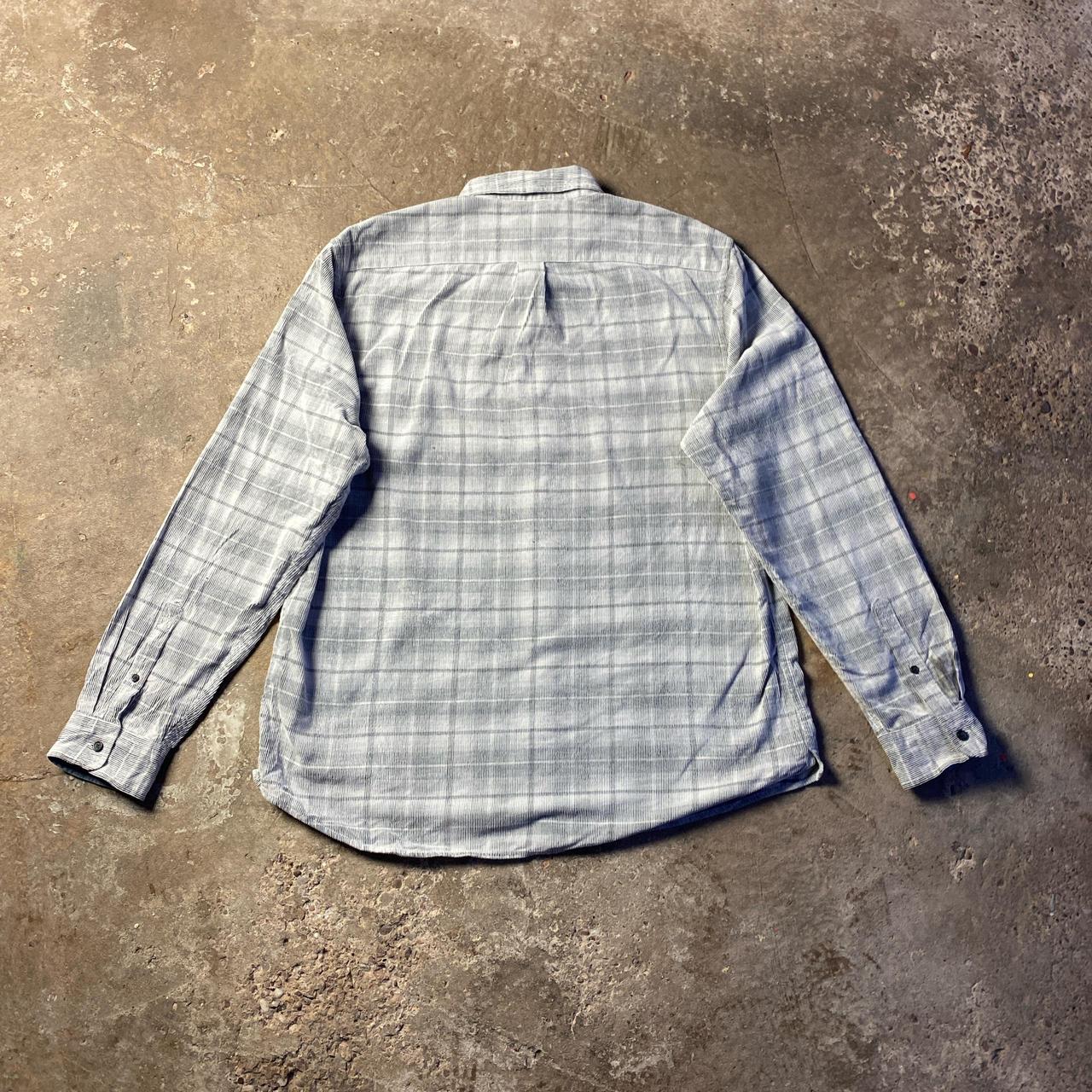 Grey & White Plaid Corduroy Long Sleeve Shirt - XL