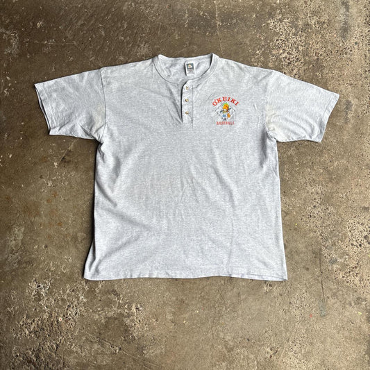 Grey Button Up Single Stitch T-Shirt - XL