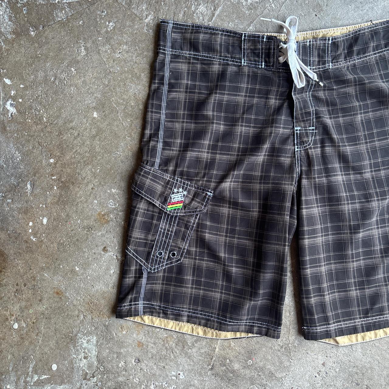 Brown Checkered Billabong Board Shorts
