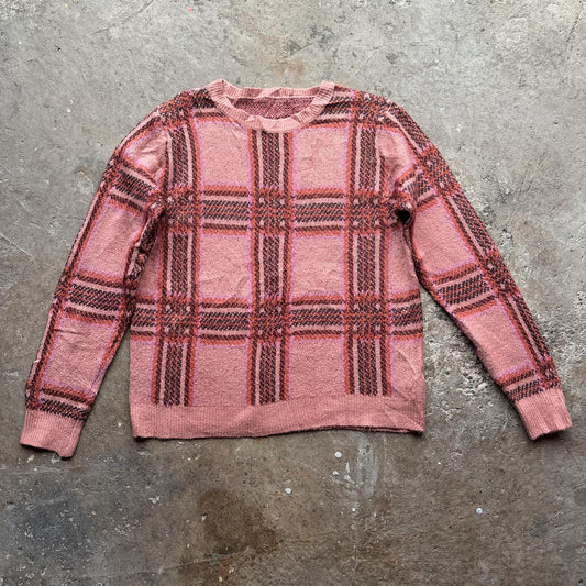Peach chequered knitted jumper
