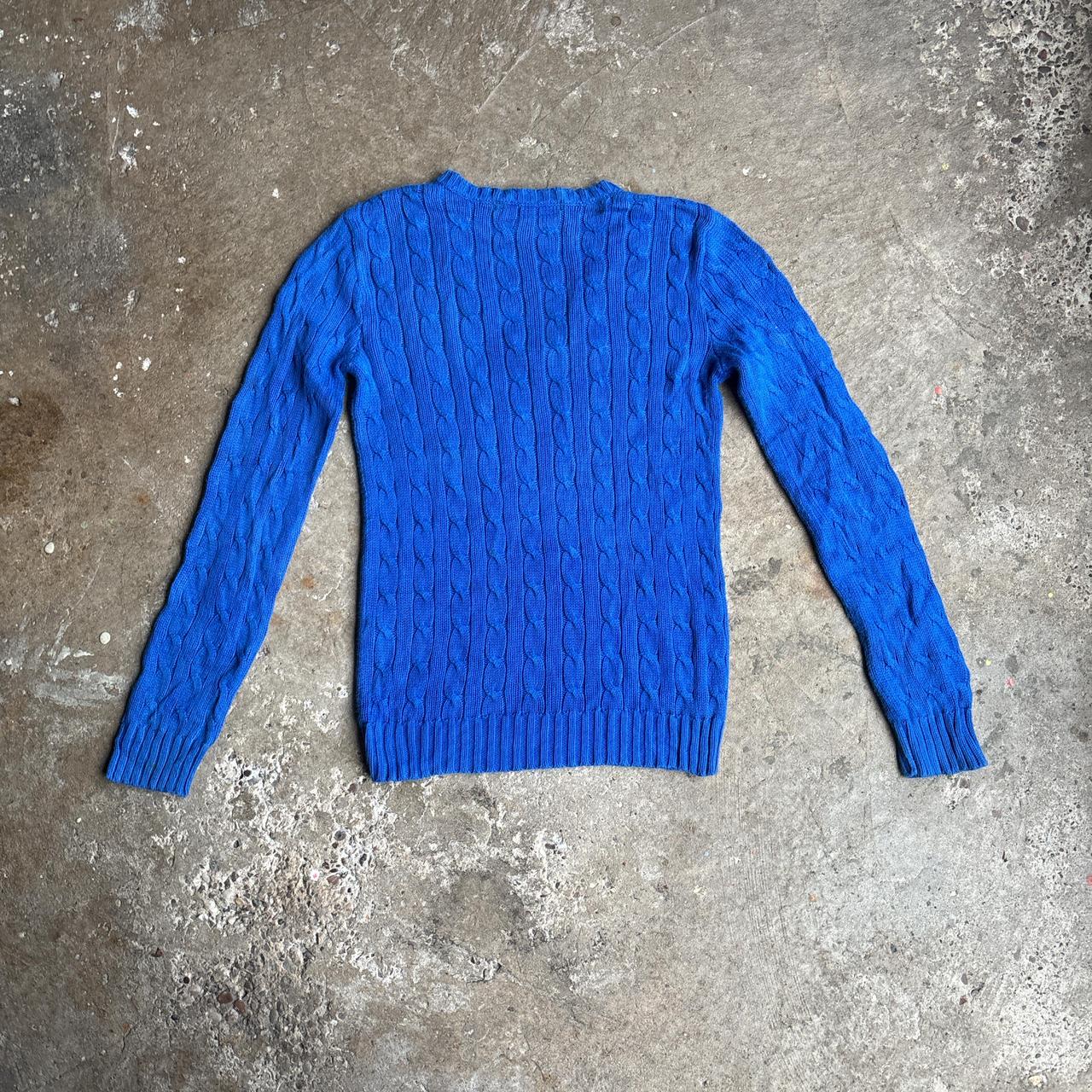 Blue V-Neck Ralph Lauren Cable Knit Sweater - S (women’s)
