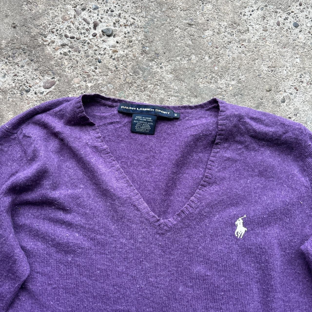 Purple Ralph Lauren Sport v-neck wool sweater  - M