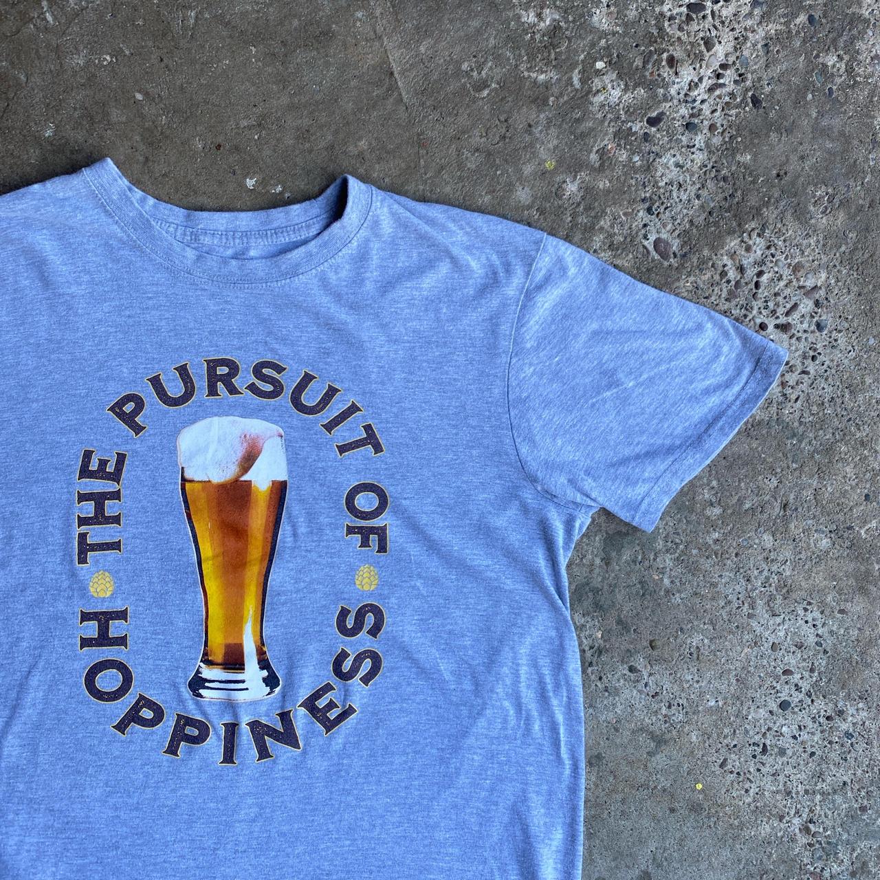 Funny Grey Graphic Beer T-Shirt - M