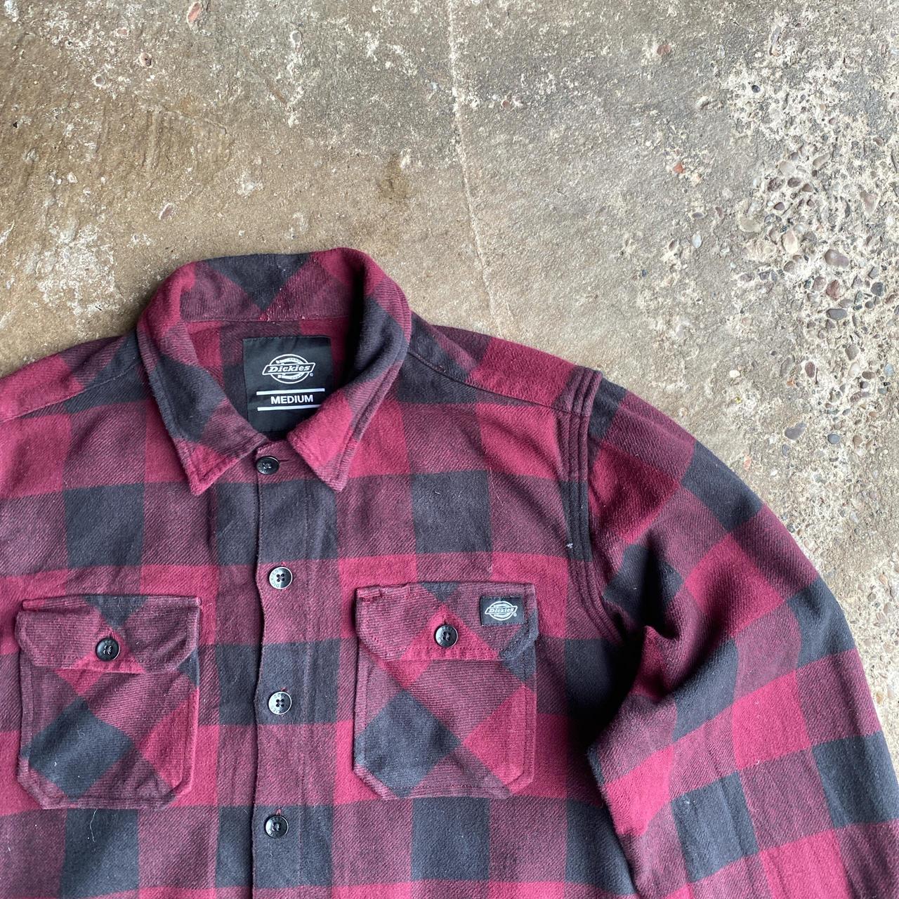 Burgundy & Black Checkered Dickies Shirt - M