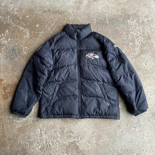 Black NFL Baltimore Ravens Puffer Jacket - L