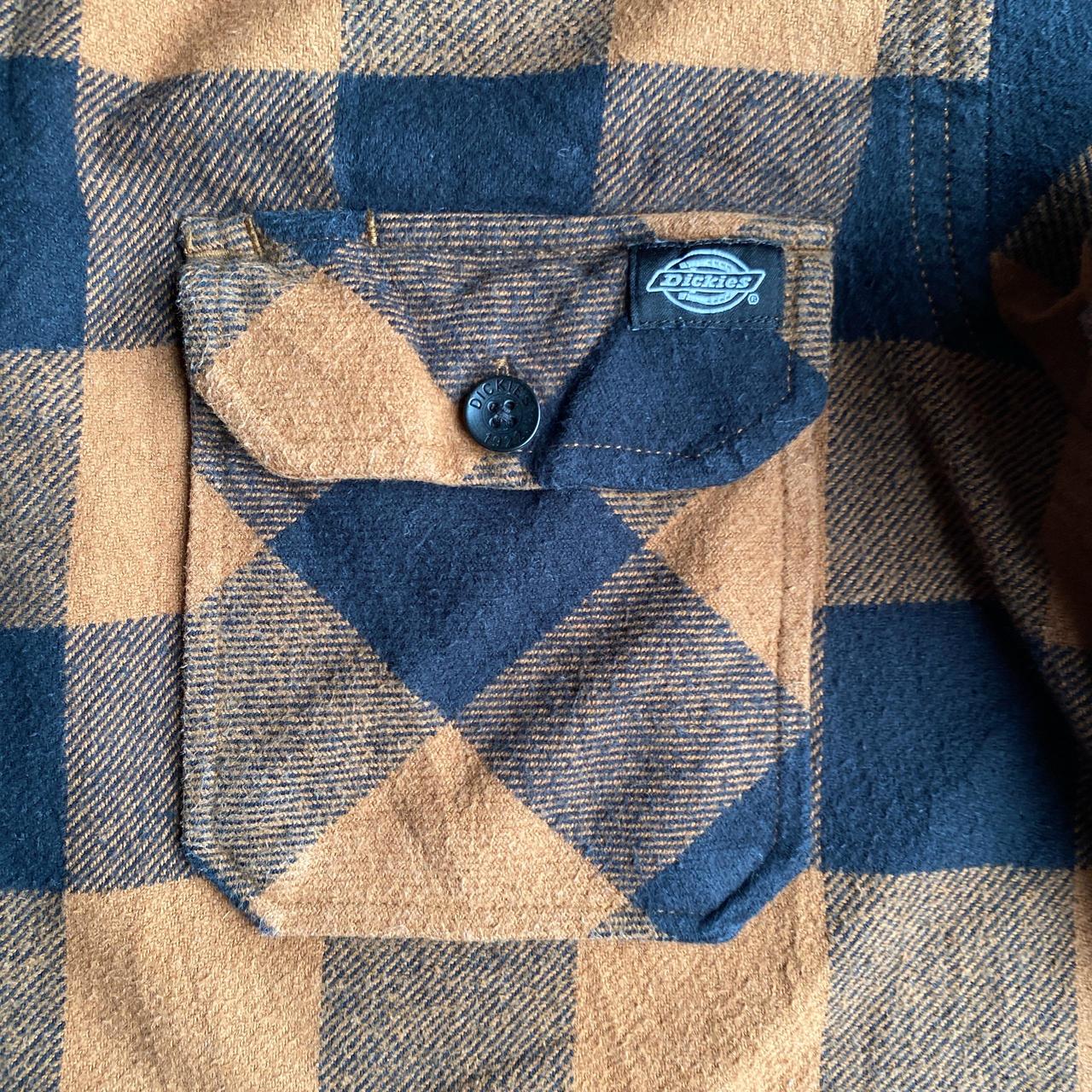 Navy & Tan Checkered Dickies Flannel Shirt - XL