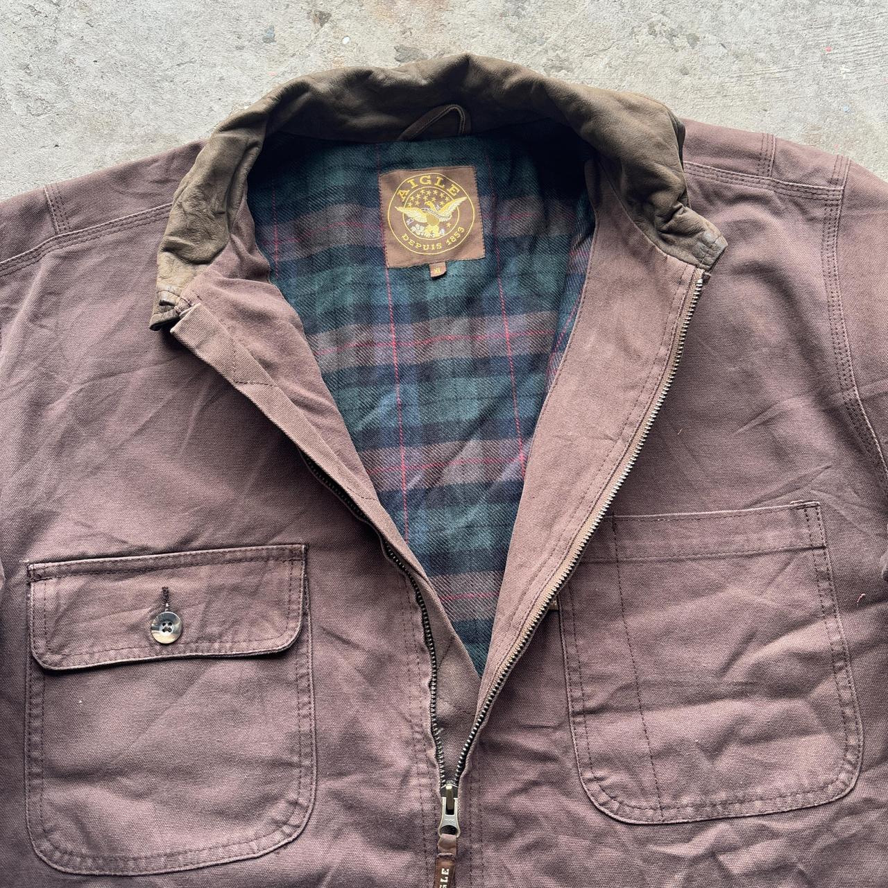 Brown Aigle workwear jacket with suede collar