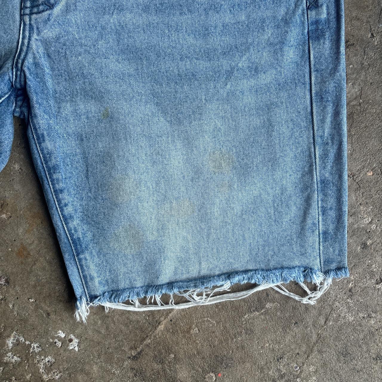 Blue Denim Lee Ripped Jean Shorts