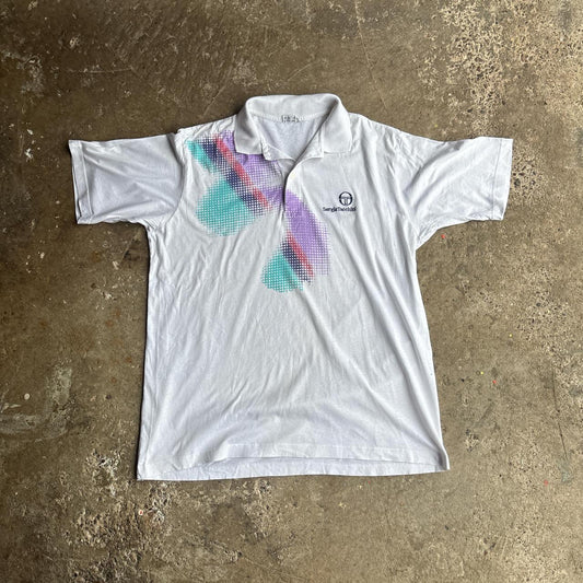 White Sergio Tacchini 80’s Pattern Polo Shirt