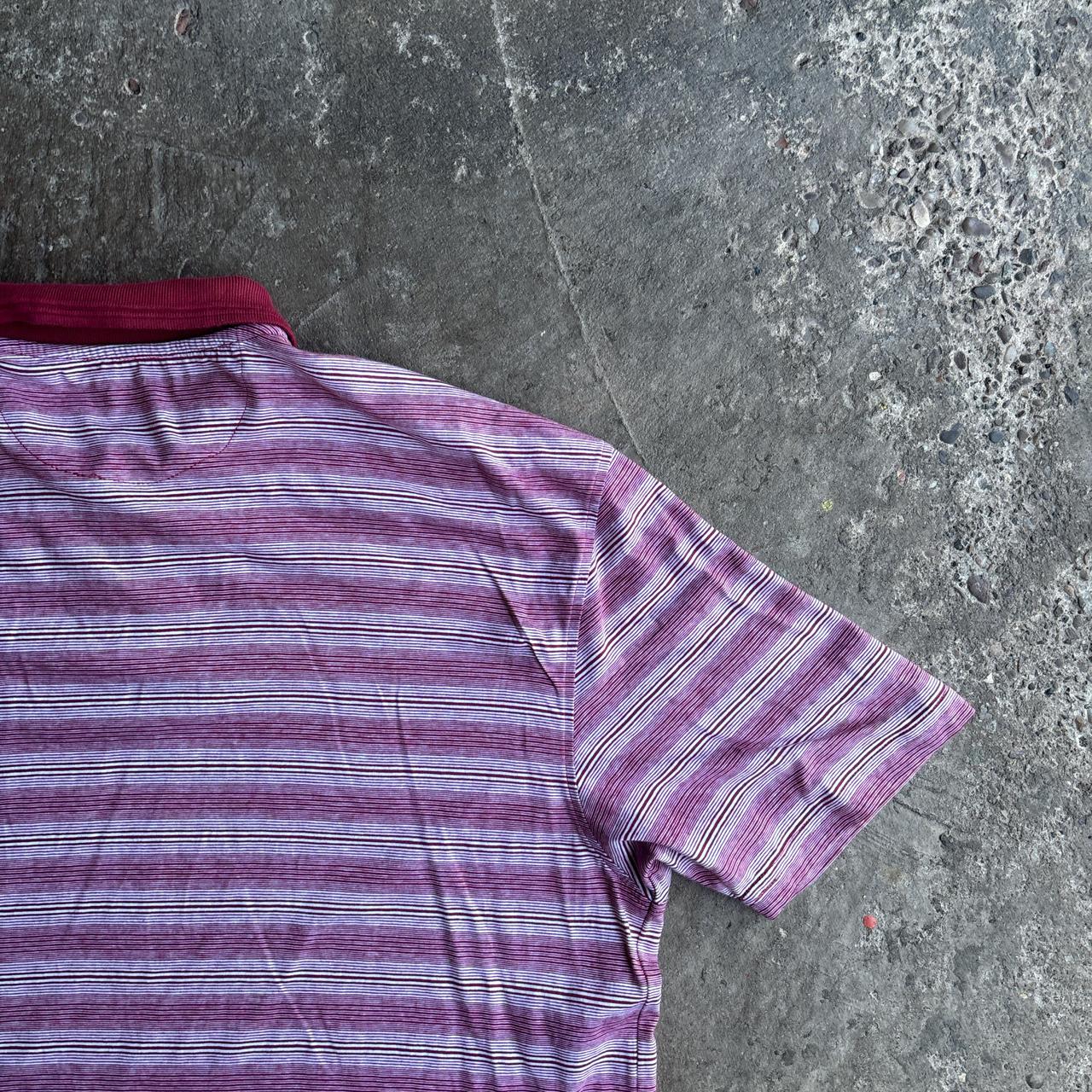Striped Burgundy & White James Pringle Polo Shirt