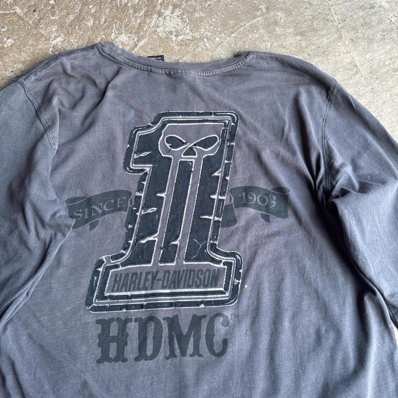 00s Grey Harley Davidson Motorcycle club long sleeve top