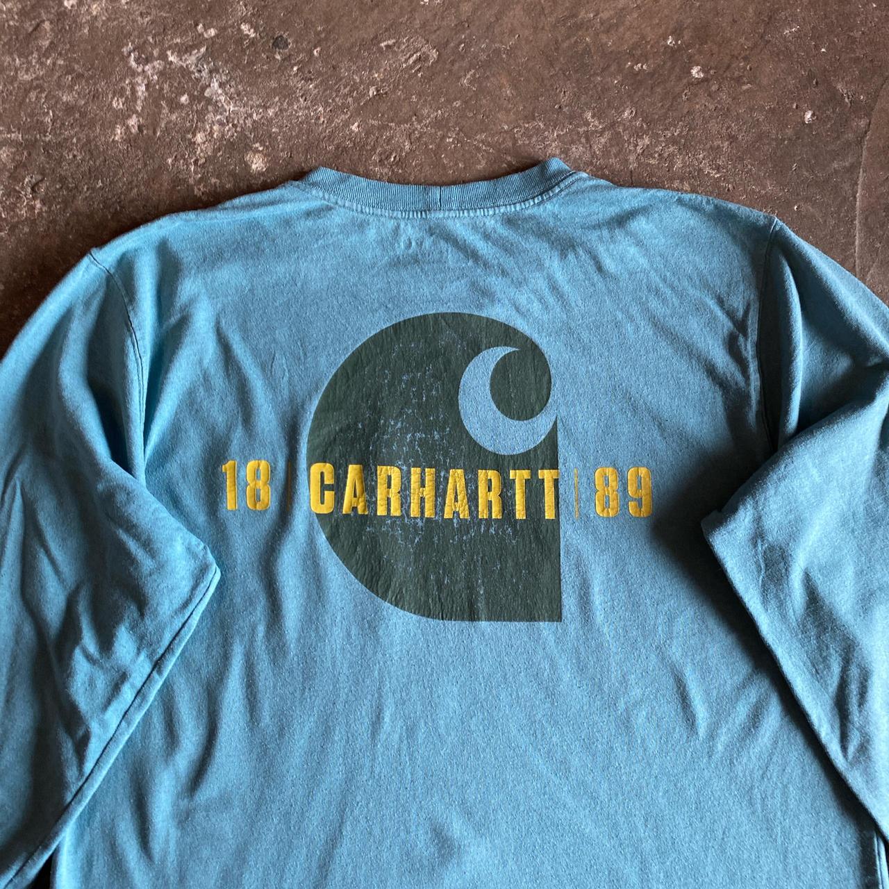Blue Long Sleeve Carhartt Graphic T-Shirt - L