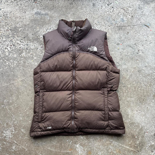 Brown The North Face 700 puffer Gilet - M