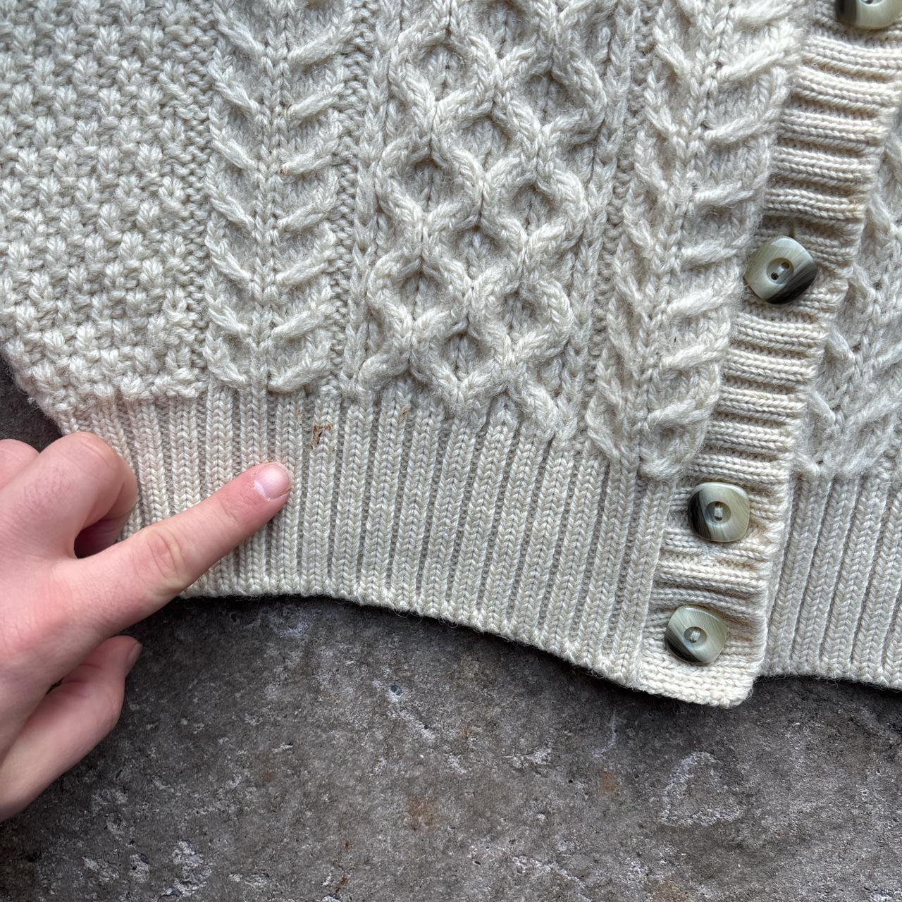 Hand knit cream cable knit cardigan