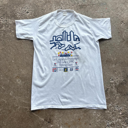 White 1990 French running t-shirt - XL