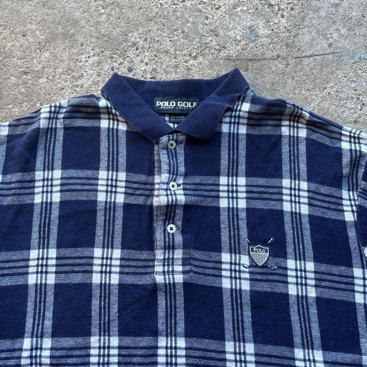 Polo Golf Ralph Lauren navy and white chequered polo shirt