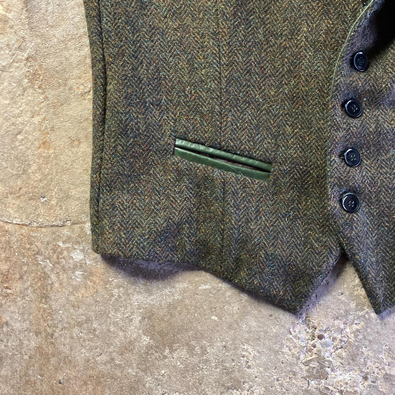 Olive Green Herringbone Tweed Waistcoat