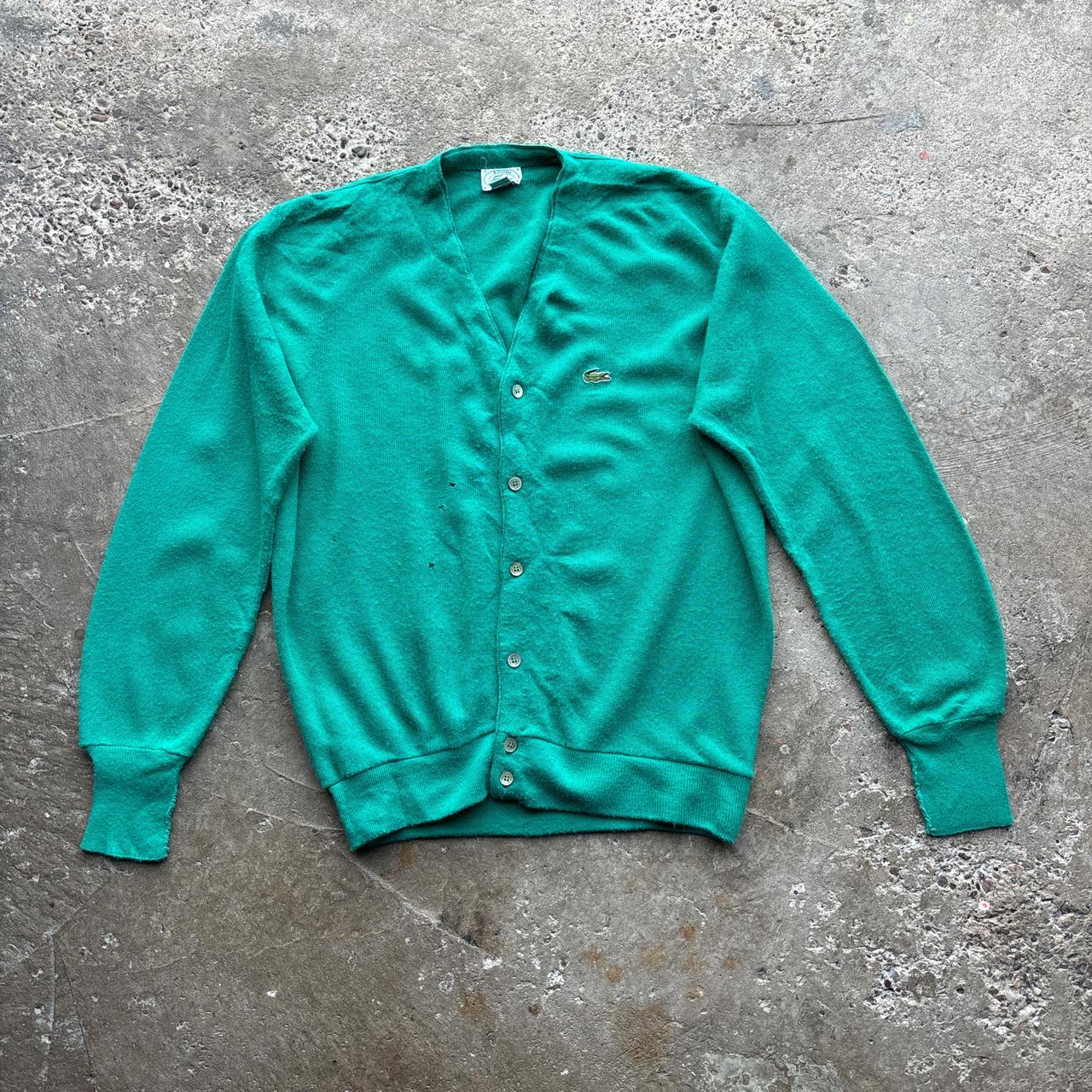 Vintage Green Izod Lacoste knitted cardigan - L