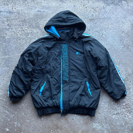 90s Black and Blue Panthers Starter NFL Pro Line Jacket - L