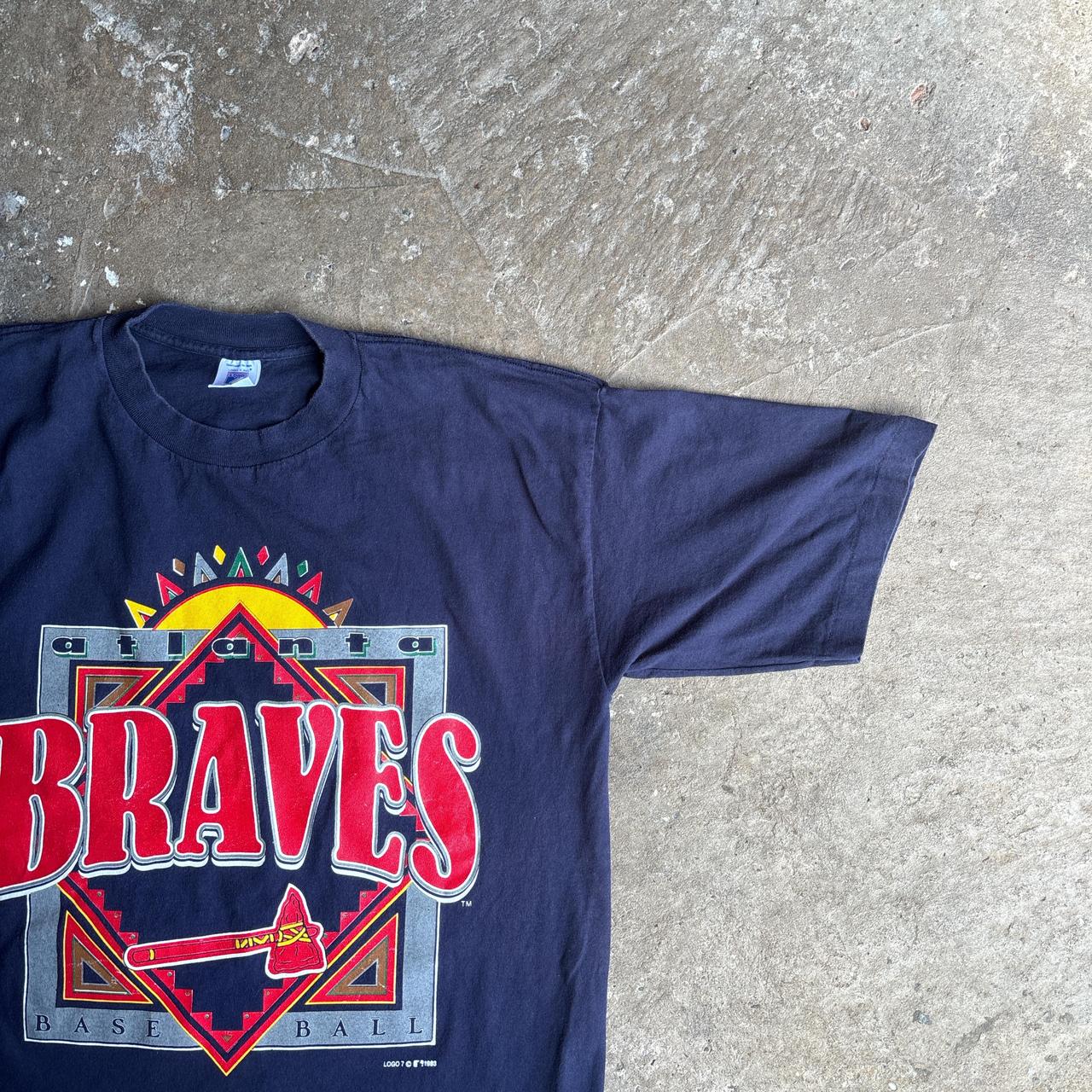 Vintage Navy Atlanta Braves 1991 Western Champions T-Shirt