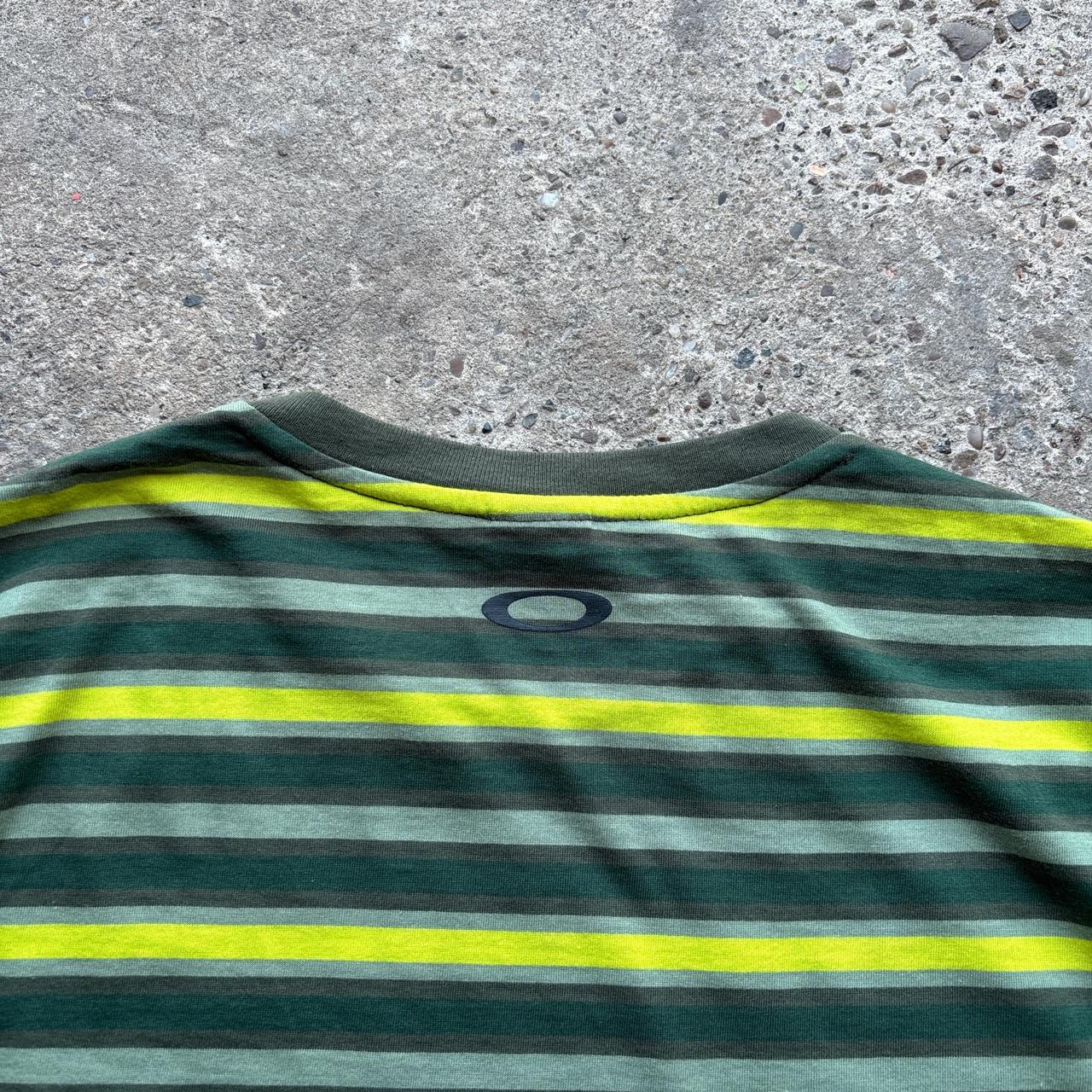 Orange and green striped Oakley T-shirt - M