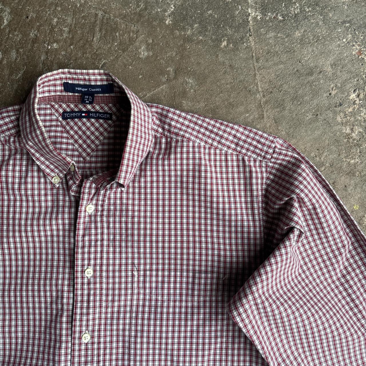 Red Tommy Hilfiger Checkered Oxford Shirt - M