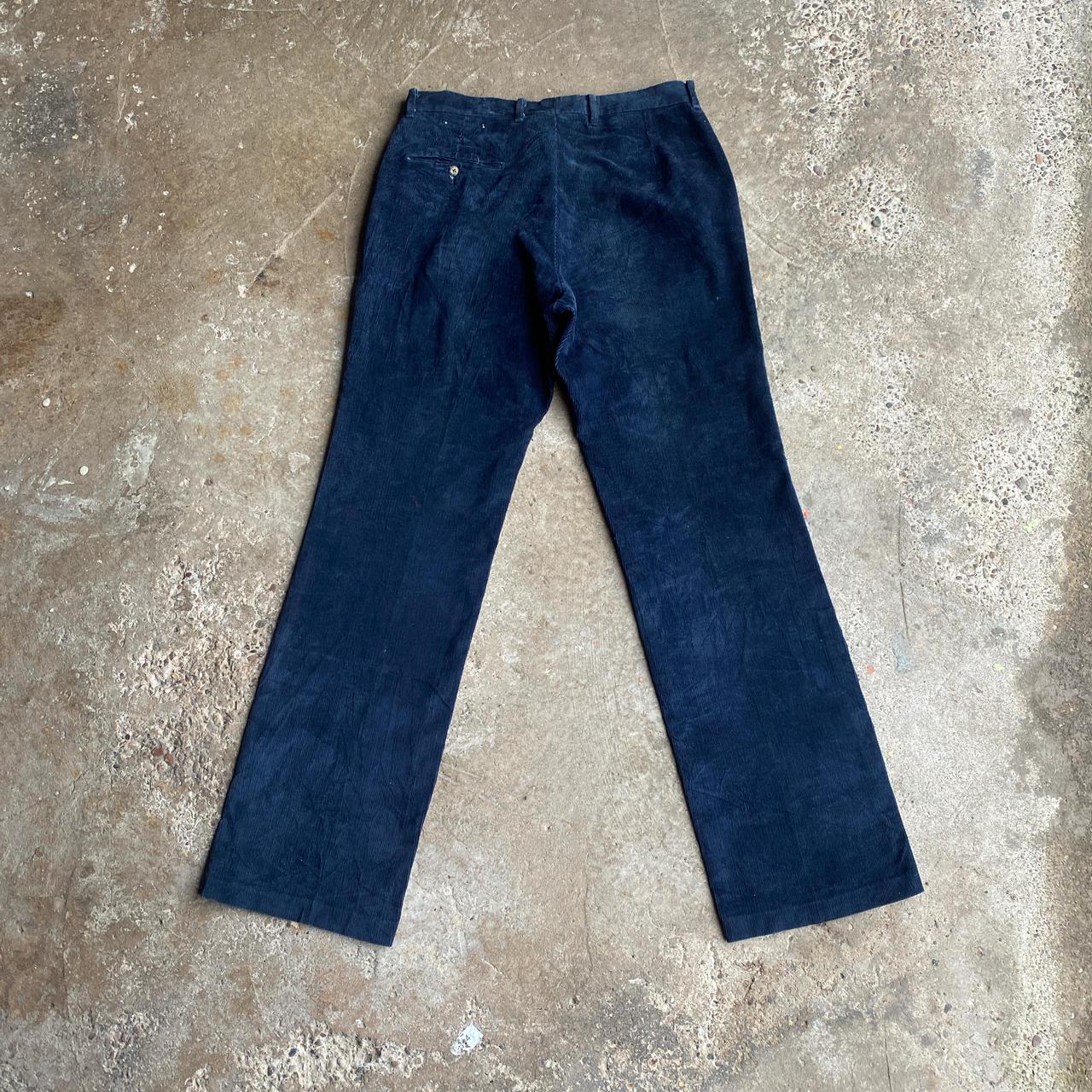 Navy Straight Leg Corduroy Trousers - W35
