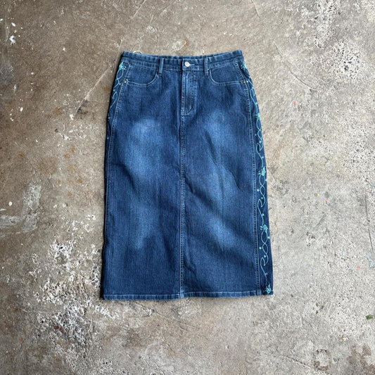Blue Super Jeans Denim Midi Skirt
