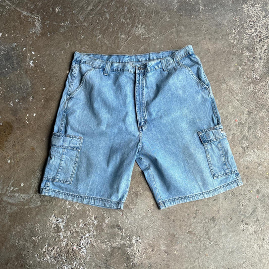 Blue Denim Wrangler Cargo Denim Jean Shorts