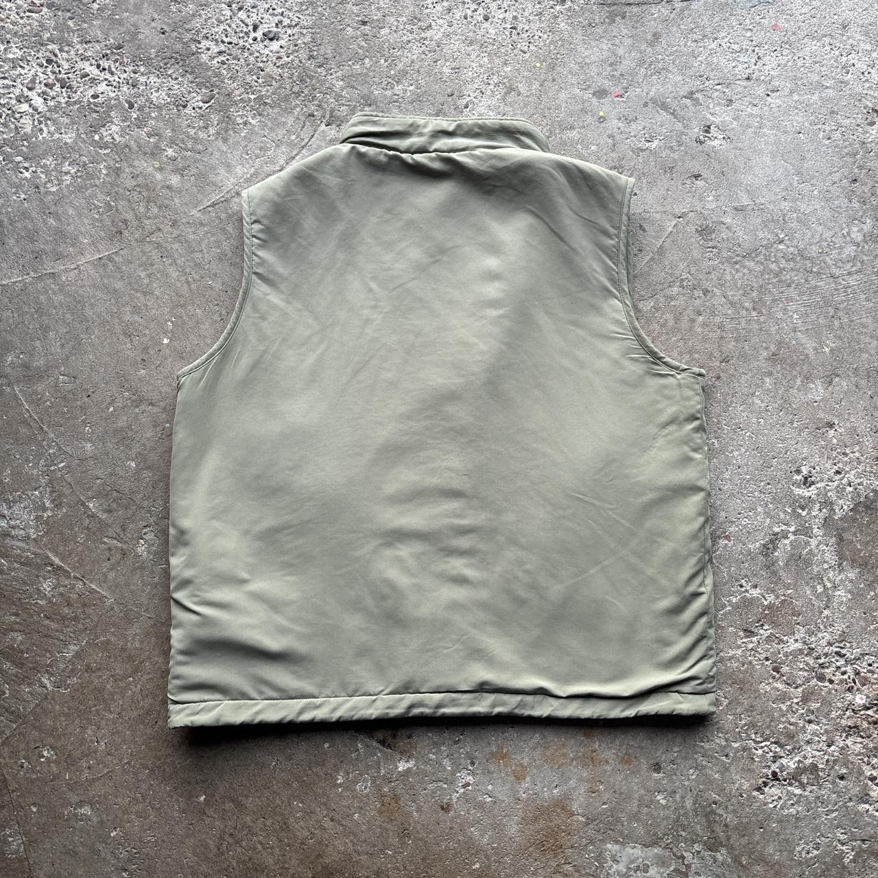 Green and brown fleece reversible gilet - L