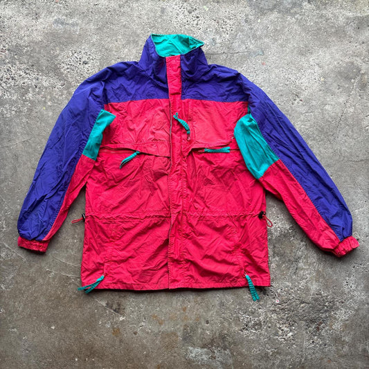 Vintage Red, purple and green Colombia rain jacket