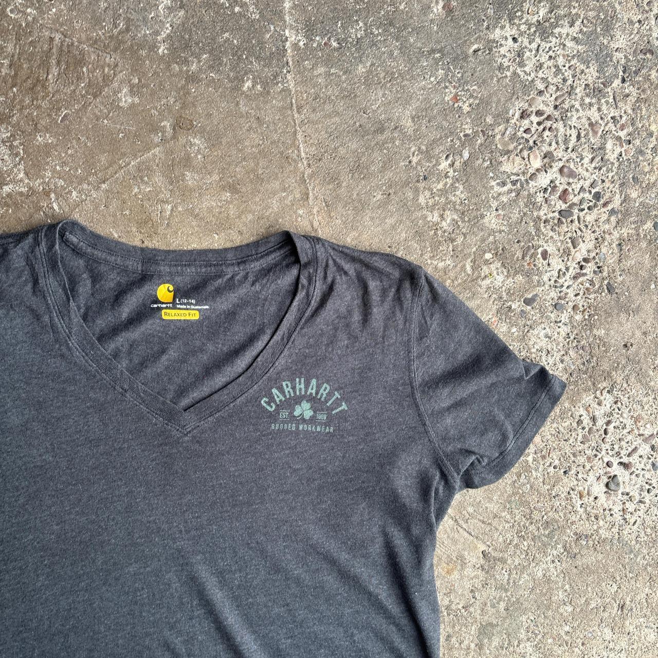 Grey Women's Carhartt V Neck T-Shirt - L (women's)