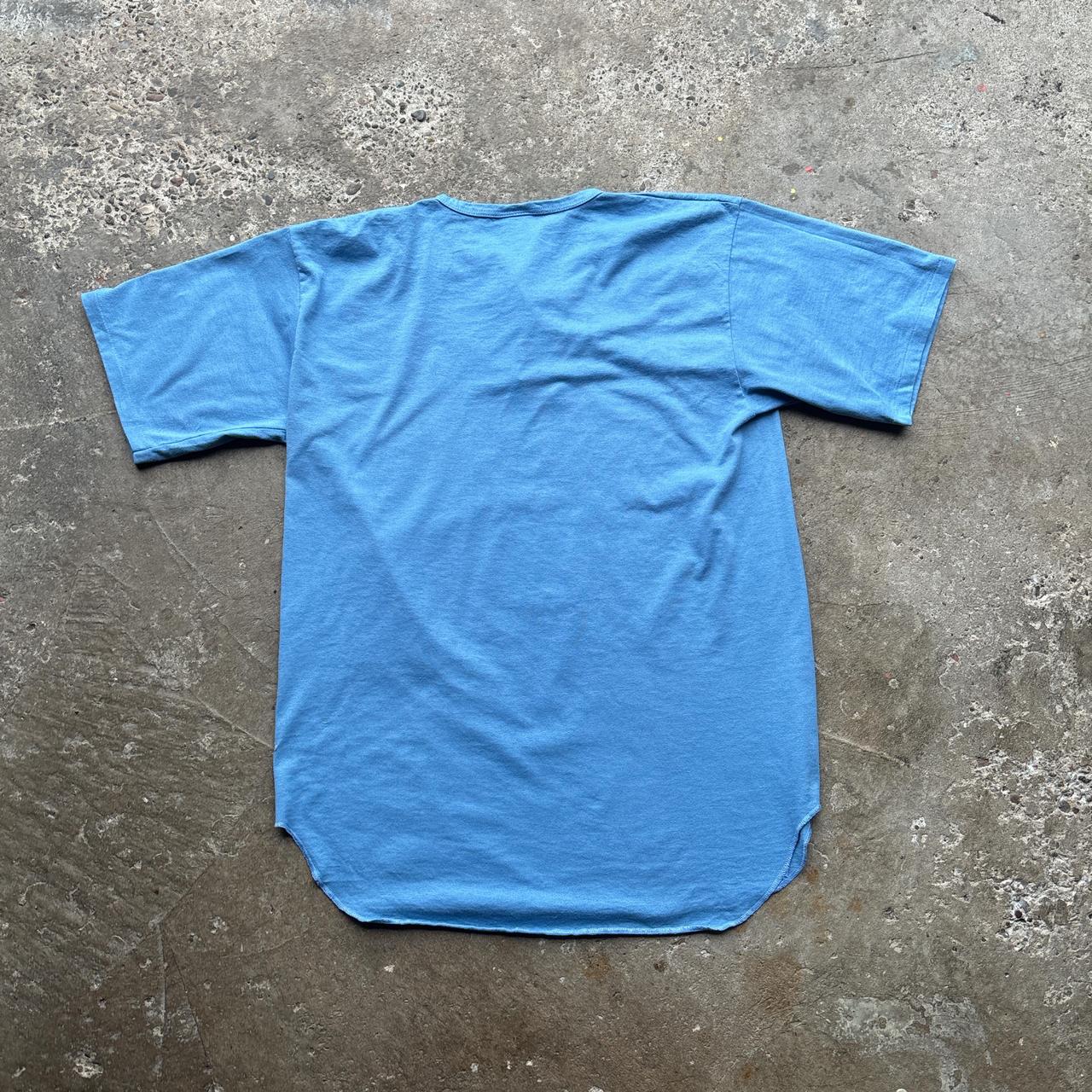 Blue Button-up single stitch t-shirt - L